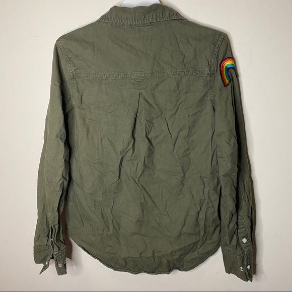 Girls army green button down shirt - Picture 3 of 4